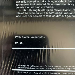 The Bionic Woman Discovision Laserdisc - VERY RARE 3