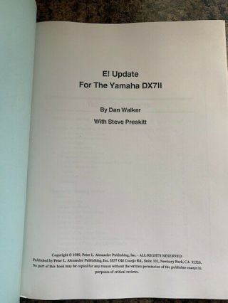 vintage 193 Page YAMAHA DX7 II Digital Synthesizer E Update RARE Pub 1989 3