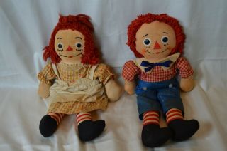 Vintage 1960s Knickerbocker Raggedy Ann And Andy 15 " Collectible Dolls