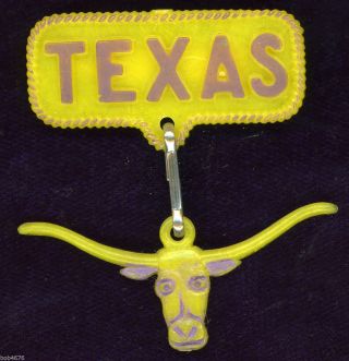 Rare 1940s/50s University Of Texas Longhorns Dangler Pinback Maltex Austin Look