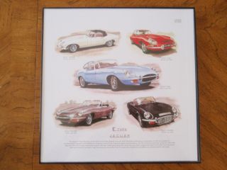 Vintage E - Type Jaguar Sports Cars Framed Generations Print Poster Art - 12 " X12 "