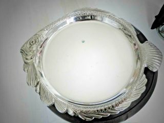 Vintage Silver Plate Fish Shape Serving Platter Tray 14.  5 X 12.  5 Inches Gleaming