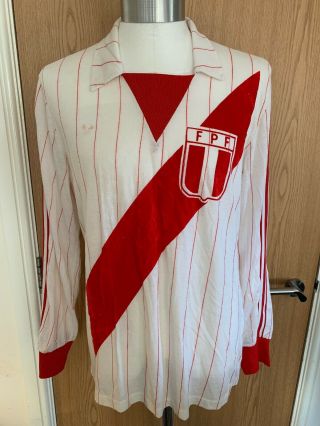 Rare Adidas Peru 1980 Home Football Shirt Jersey Maillot Trikot Maglia Size Xl