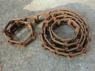 Vintage Steel Square Link Chain 8ft.  Industrial Farm Steampunk Art Rustic