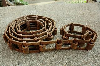 Vintage Steel Square Link Chain 8ft.  Industrial Farm Steampunk Art Rustic 2