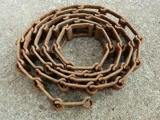 Vintage Steel Square Link Chain 8ft.  Industrial Farm Steampunk Art Rustic 3