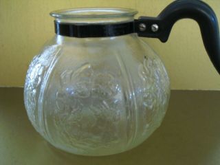 Vtg Rare Silex " Victory " Embossed Glass Coffee Pot