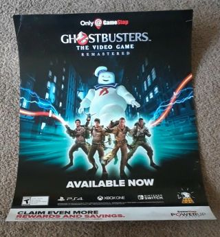 Rare Htf Gamestop Exclusive Promo Ghostbuster Remastered Cardstock Poster 28x22