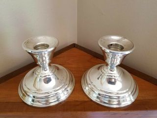Vintage Pair Berkeley International Silver Weighted Candle Stick Holders