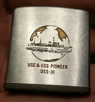 RARE VINTAGE ZIPPO TAPE MEASURE USC & GSS PIONEER OSS - 31 MILITARY BATTLESHIP 2