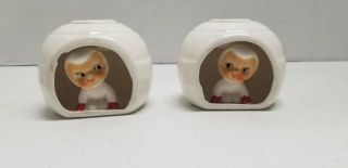2 Vintage 1959 Holt Howard Snow Baby Eskimo Igloo Candle Holders 6110 Cute Rare