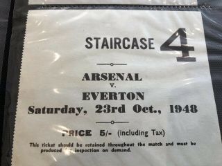 Arsenal - Post War V Rare Ticket - League V Everton 23rd October 1948