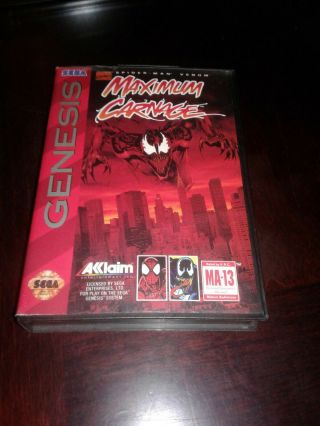 Sega Genesis Maximum Carnage Cib Complete Rare Spiderman Venom