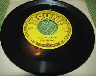 Jerry Lee Lewis Rare 45 Rpm Great Balls Of Fire 1957 Sun 281 Stunning