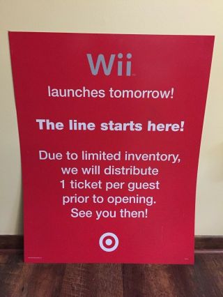 Nintendo Wii Release Day Target Line Up Sign - Rare Collectable Memorabilia