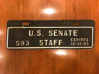 Rare U.  S.  Senate Staff License Plate 593 Government License Plate