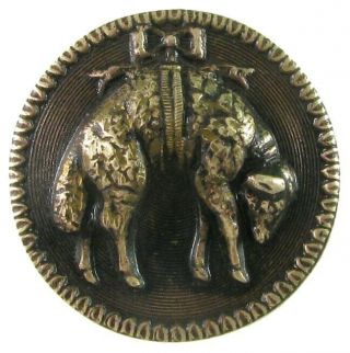 Antique Tinted Metal Button,  Order Of The Golden Fleece Design,  Medium Size