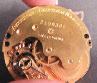 1887 American Waltham Watch Co 6S Pocket Watch Movement Serial 3108330 2