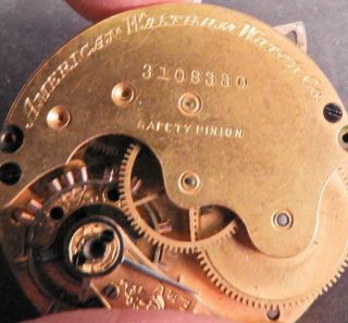 1887 American Waltham Watch Co 6S Pocket Watch Movement Serial 3108330 3