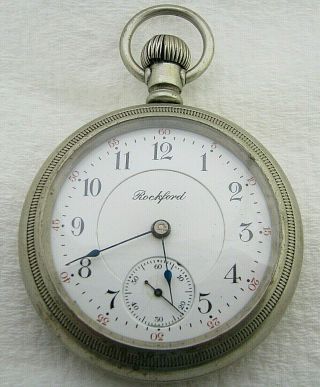 Antique 18s Rockford Grade 925 17 Jewel Silverode Pocket Watch Parts Repair