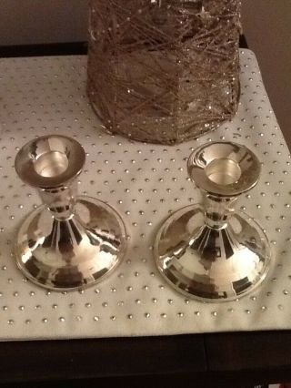 Set Of 2 Duchin Creation Sterling Silver Candle Holders Weighted 4 " X 3.  5 " X 3.  5 "