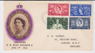 Gb Stamps Rare First Day Cover 1953 Qe2 Coronation Swiss Cottage London Cds