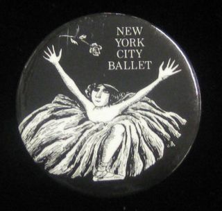 York City Ballet - Rare Ca 1975 Pin Button Badge - Edward Gorey Art