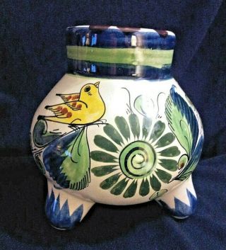 Rare Tonala Ken Edwards Vase Tripod Signed & Numbered Mexican Pottery Vintage
