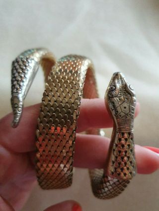 Antique,  Art Deco Gold Tone Coiled Serpent/snake Large Bracelet,  C 1920 - 30s