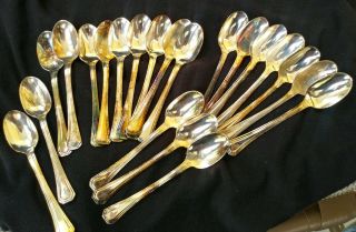 21 Vintage Silver Plated Flatware Silhouette Demitasse Spoons World Tableware In