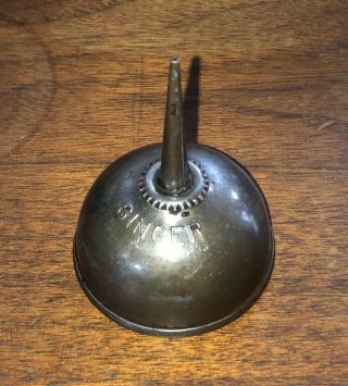 Vintage Antique Singer Sewing Machine Oil Can Oiler Thumb Pump - 2.  75 "