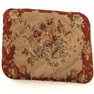 Antique Hand Stitched Needlepoint Pillow Seat Cushion