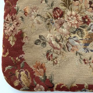 Antique Hand Stitched Needlepoint Pillow Seat Cushion 2