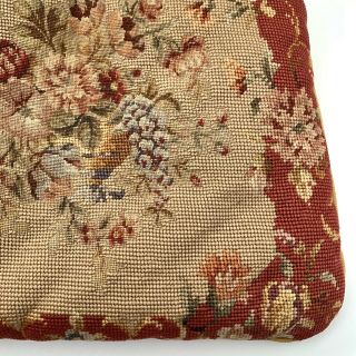 Antique Hand Stitched Needlepoint Pillow Seat Cushion 3
