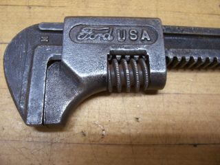 Vintage Ford Script Antique Car Adjustable Monkey Wrench Tool Kit Model T A