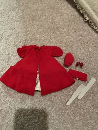 1962 Vintage Barbie Red Flare 939 Tag Complete Coat Hat Gloves Purse Japan Shoes