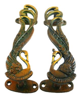 Peacock Peafowl Bird Vintage Antique Style Handmade Brass Door Handle Knob Pull