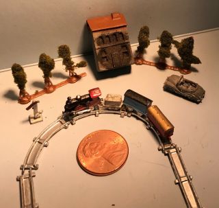 1:12 Scale,  Dollhouse Miniature Toy Trains And Other Metal Toys.