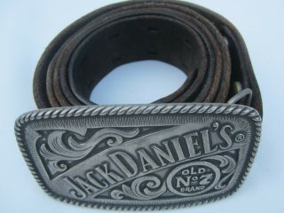 Vintage Jack Daniels Old No.  Brand 7 Belt Buckle W/ Leather Belt Bourbon Whiskey