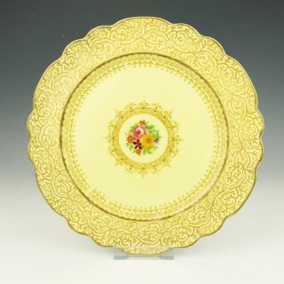 Antique George Jones & Sons China Flower Painted Yellow Glazed Plate