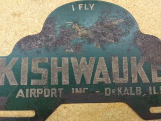 Rare Vintage 1930s Dekalb Illinois Kishwaukee Airport License Plate Topper Sign