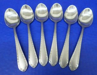6 - Towle Diamond Antique Frosted 18/10 Stainless Flatware Place / Soup Spoons
