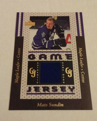 1996 - 97 Upper Deck Mats Sundin Game Jersey 1:2500 Packs Maple Leafs Rare Vhtf