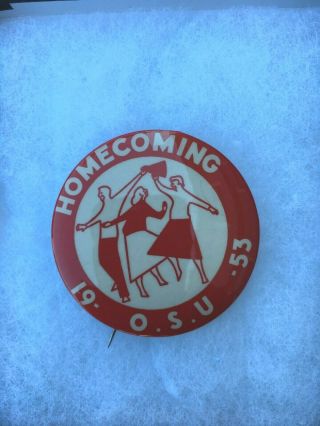 Rare Nrmt Authentic 1953 Ohio State Football Homecoming Pin,  Button Woody Hayes