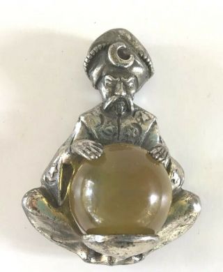 Rare Vintage Alexander Korda Thief Of Bagdad Brooch Sultan Genie Crystal Ball