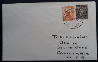 Rare 1948 Australia Sydney Showground Postmark On 2x Predecimal Stamped Cover