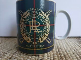 Rare Ralph Lauren Kilgour Tartan Plaid Coffee Cup Mug Equestrian Crest Perfect