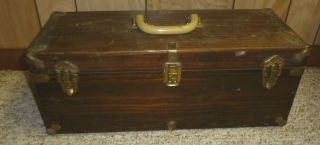 Vintage Wooden The " Tronick Tackler " Nonsinkable Fishing Tackle Box - Rare