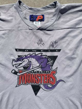 Vintage Lowell Lock Monsters Ahl Minor League Hockey Jersey Rare Signed Small