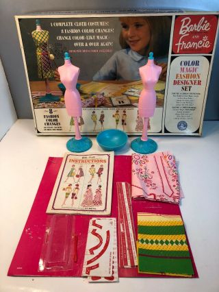 Vintage 1965 Barbie And Francie Color Magic Fashion Designer Set Incomplete 4040